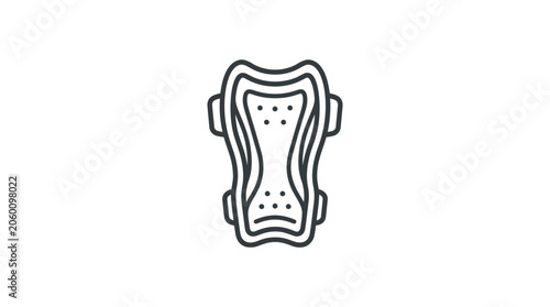 Schilderij op canvas Soccer shin guard protective gear line art illustration icon.