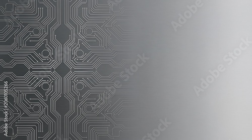 Abstract circuit board pattern on textured grey background  