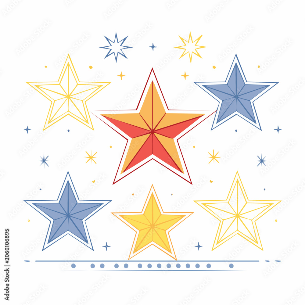 Obraz premium Collection of Colorful Stars and Sparkles