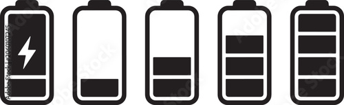 Vector battery icons with different charge levels
