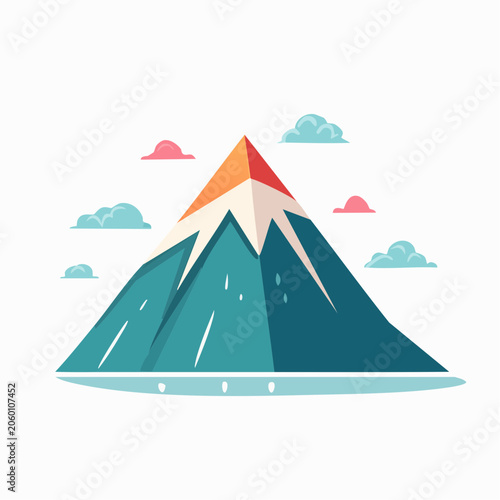 Stylized Mountain Peak with Clouds