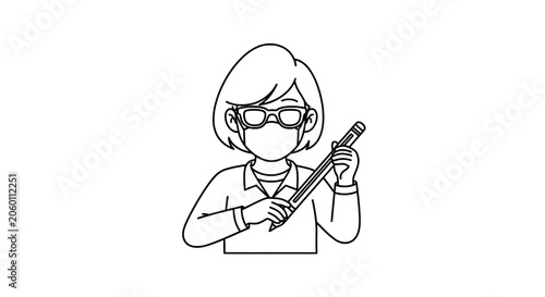 Fotografie Woman holding a musical instrument.