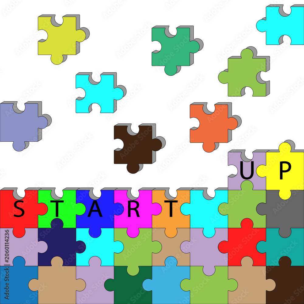 Naklejka premium Building startup puzzle