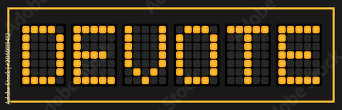 Fotografie Orange color led banner in word devote on black background