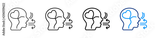 Breathing Exercise Icon Different Style Outline Collection Set.