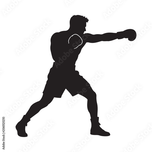 Silhouette of boxer running athlete vector illustration action sport fight runner concept