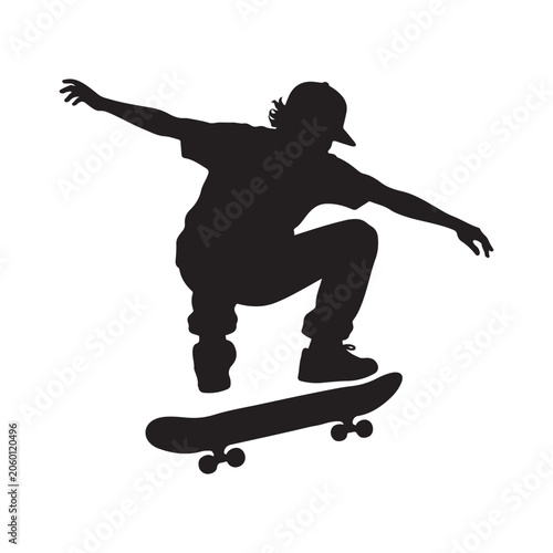 Silhouette of skateboarder jumping sports vector illustration