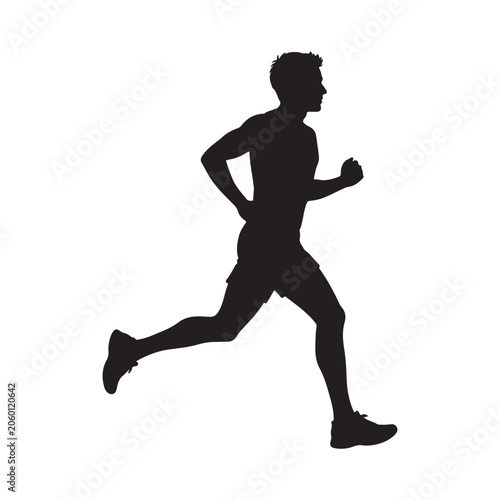 Silhouette of woman, girl and young woman running sports vector illustration