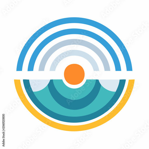 Abstract Sun and Waves Logo