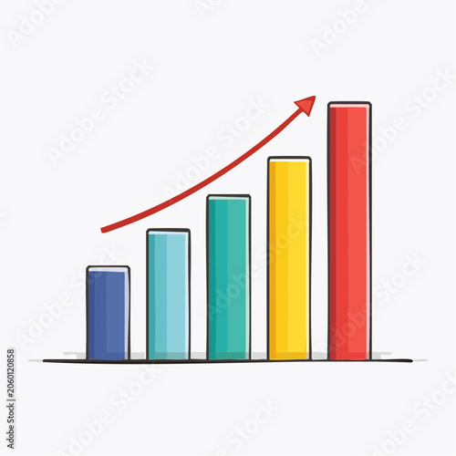Bar Chart with Upward Trend Arrow