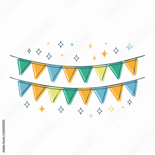 Colorful Bunting Flags with Sparkles