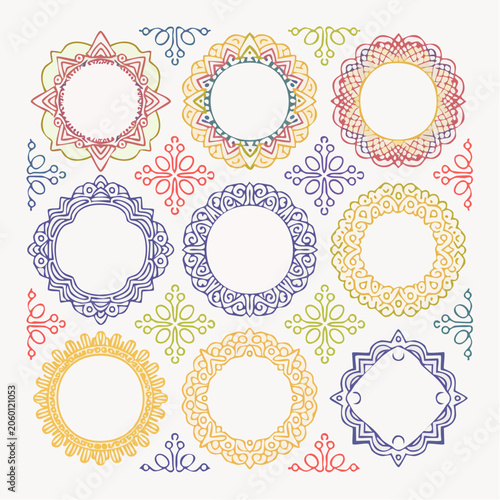 Collection of Decorative Mandala Frames and Ornaments