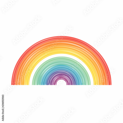 Colorful Rainbow Arc with White Lines