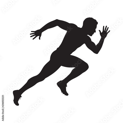 Silhouette of a young man running and jumping sports vector illustration