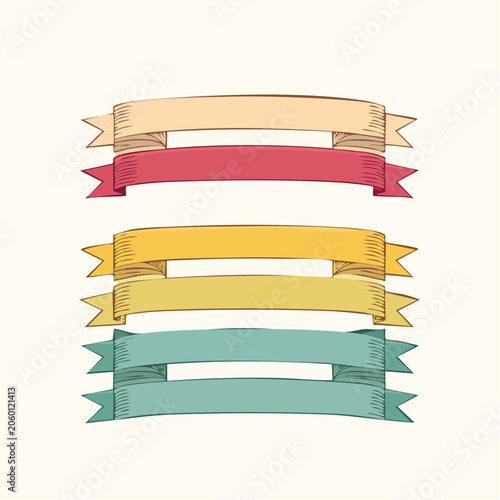 Set of Four Colorful Ribbon Banners