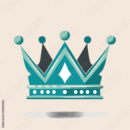 Stylized Teal Crown with Diamond Accent