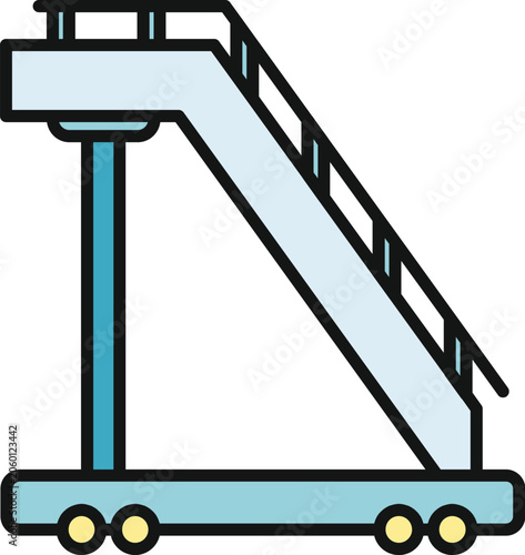 Foto Mobile jet stairs providing access for passengers boarding or disembarking airpl