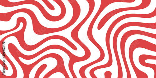 Tableau sur toile wave decorative motif undulating stripes red white seamless vector
