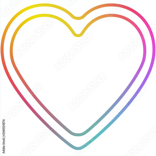 Vibrant Decorative Heart Symbol with Rainbow Colors for Kids Design and Positive Themes