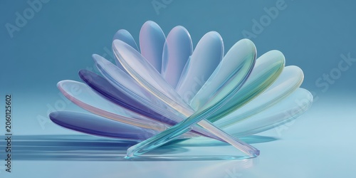 Abstract Pastel Petals Forming a Flower Shape on a Blue Background.