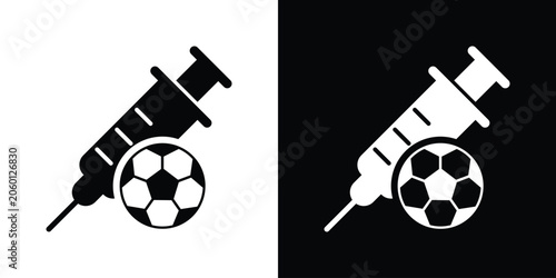 Tableau sur toile Sports doping vector icon featuring a syringe and a soccer ball
