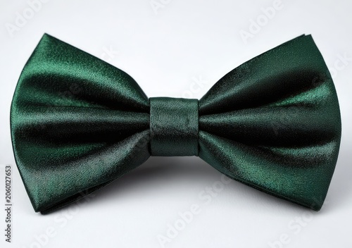 Elegant Dark Green Satin Bow Tie Accessory.