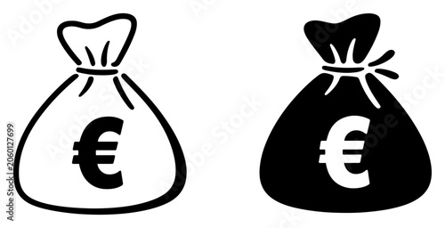 money bag euro icon filled outline