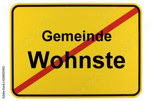 Illustration eines Ortsschildes der Gemeinde Wohnste in Niedersachsen