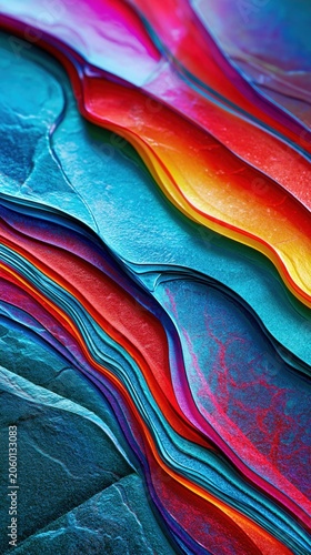 Colorful layered textures flow in vibrant abstract design
