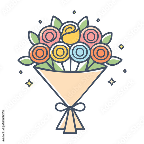 Colorful flat design flower bouquet illustration