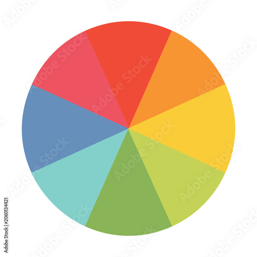 Flat design color wheel with six segments