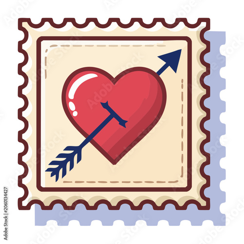 Flat design heart with arrow and target