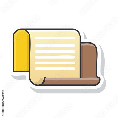 Flat design scroll icon with parchment and document