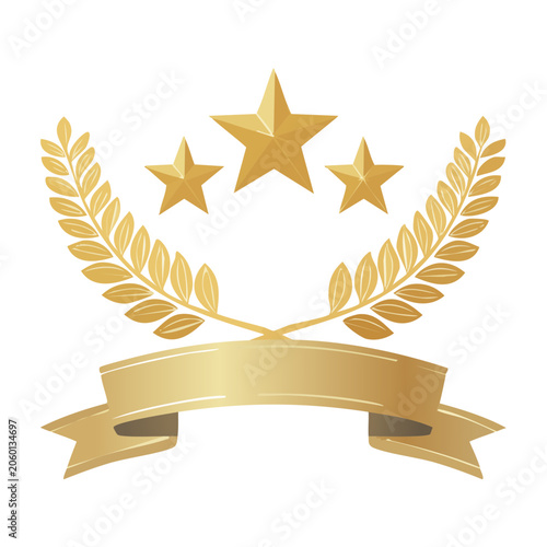 Gold Laurel Wreath with Stars and Ribbon