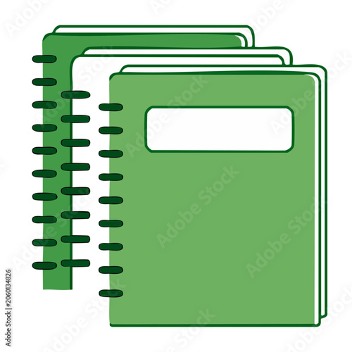 Stack of Green Spiral Notebooks with Transparent Background