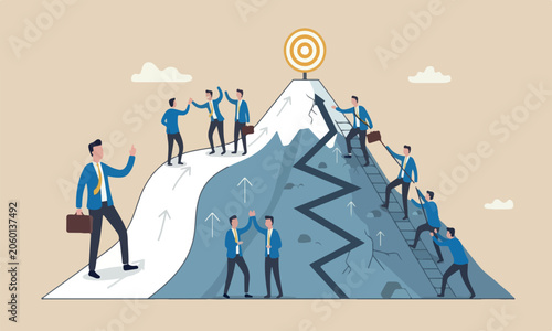 Fotografie success minimal shading business concept, businessmen compete easy and hard way