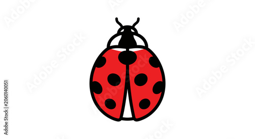 Red ladybug with black spots insect cartoon illustration on white background