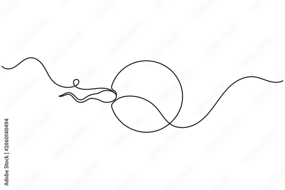 Obraz premium Sperm cell continuous line art minimalist outline icon for fertility concept