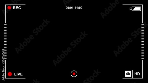 frame of the video camera screen in 4k resolution .Camcorder viewfinder with green screen. Recording concept with . Camera recording screen overlay 4k video.........