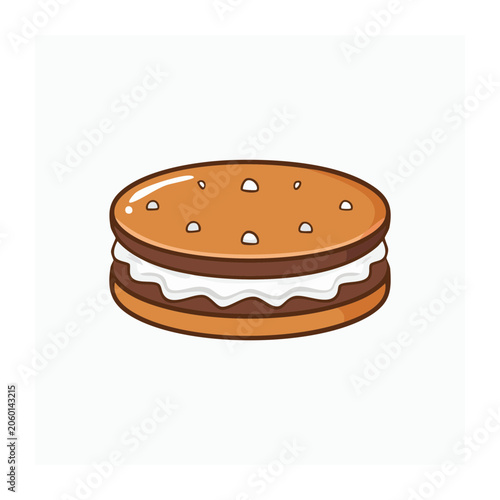 Flat design chocolate chip cookie isolated