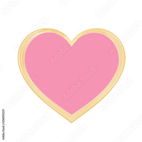 Flat design gold edged pink heart vector