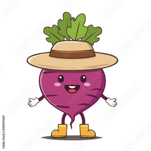 Cartoon purple mushroom character with arms and face