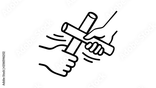 Relay race baton vector icon for track and field athletics events. Minimalist hollow pipe illustration for sports competition, teamwork, and sprinting. Scalable flat design on clean white background.