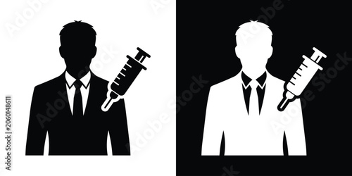 Quadro su tela Businessman in suit getting a vaccine injection icon