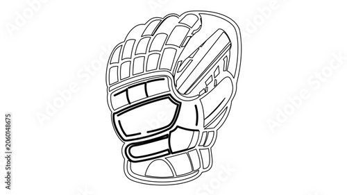 Ice hockey goalie catcher glove vector icon with editable stroke. Professional goaltender equipment illustration for winter sports competition, minimalist thin line design on clean background.