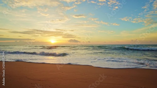 Beautiful sky sunset or sunrise over sea surface beautiful wave Amazing light twilight sky sunset. Cinematic footage beautiful light of nature seascape Landscape