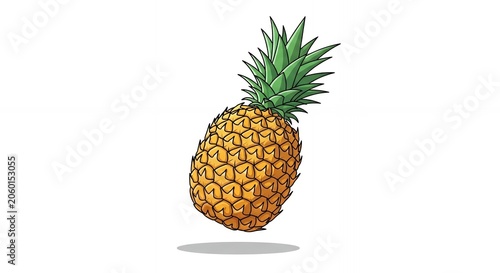 Fresh Tropical Pineapple Fruit Illustration Isolated on White Background for Summer Design and Healthy Food Theme