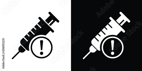 Foto Vaccine warning or injection caution alert vector icon