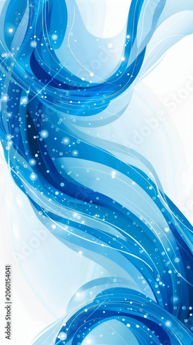 Abstract blue flowing lines with glowing particles and smooth waves, creating a dynamic background
