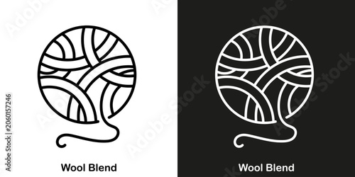 Wool Blend. Vector editable icon for fabric or material on two backgrounds.